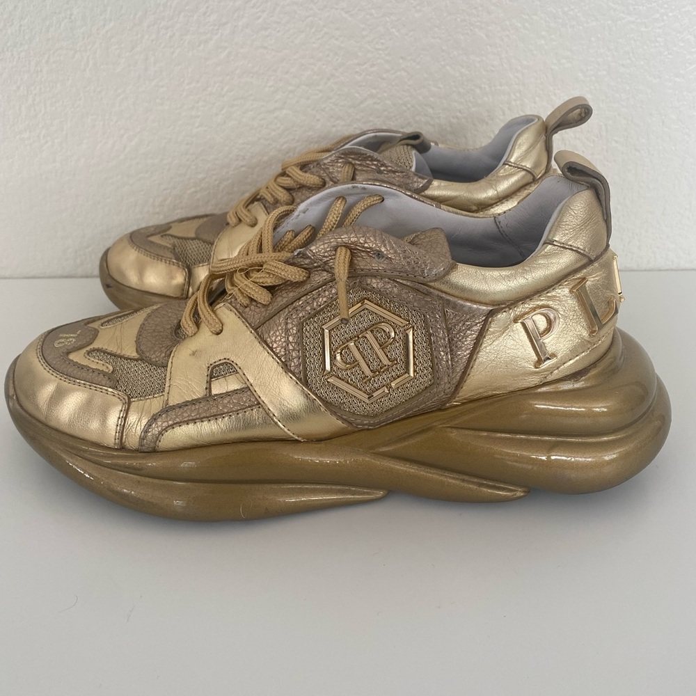 Philipp Plein Gold Runners Mix Women’s US Size 8.5 And EU 39